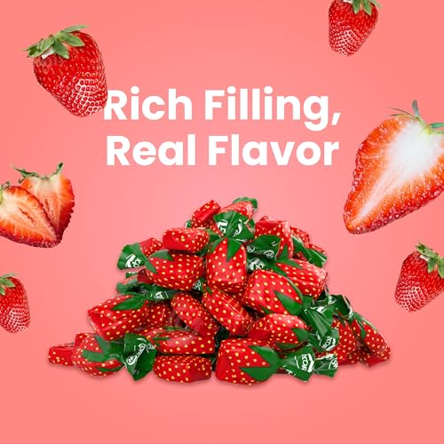 Strawberry Bulk Candy by Cambie, 12 lbs of Strawberry Candy with a Deliciously Sweet Hard Exterior with a Soft, Fruit-Filled Center, Bon Bons for Piñata Filler, Party Favors, and More