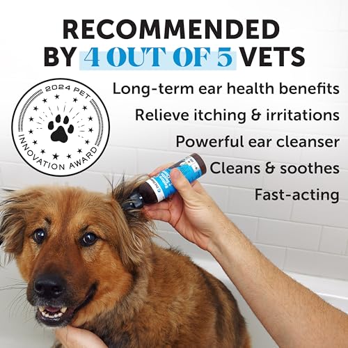 Image of Restore + Soothe Ear Cleaner for Dogs & Cats - Gentle Dog Ear Cleaning Solution with Aloe Vera - Soothes Itching Ears, Irritation, + Aches, Supports Ear Health - Vet Recommended Pet Ear Cleaner - 4oz