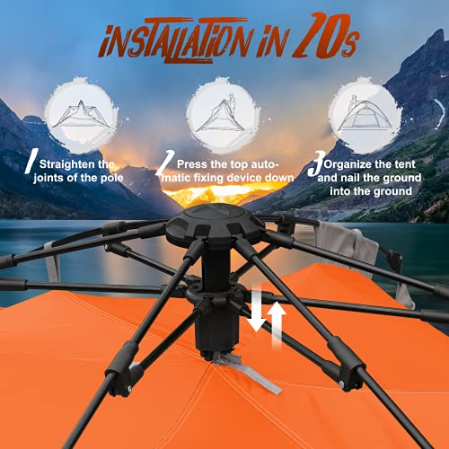 Forceatt 4 Person Pop Up Tent, 20 Seconds Set Up Waterproof Windproof Instant Tent, Lightweight And Portable Automatic Tent With Removable Rainfly For Family Gatherings, Camping, Backpacking, Hiking. #TOP2