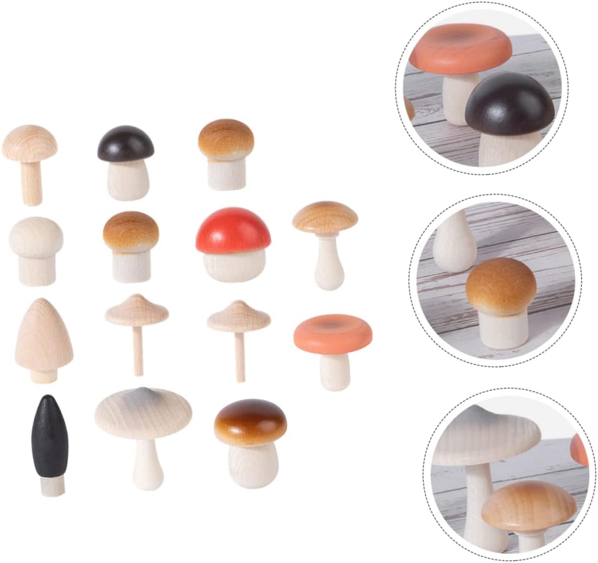 1Set Wooden Mushroom Craft Decorative Statue of Realistic Mushroom Decor for Home Kitchen and Beech Ornament for Fairy Garden and Photography