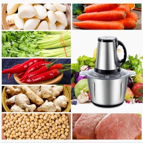 Image of Twinleaf Electric Meat Grinder & Vegetable Chopper for Kitchen | 700W 3-Speed Food Processor with 4 Stainless Steel Blades | Meat Mincer, Onion Chopper, Keema Maker, Nut Crusher (3 Litre Steel Bowl)