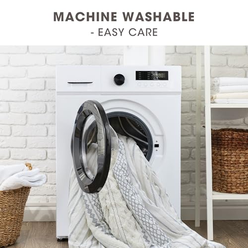 Image of INK+IVY Tufted Chenille 100% Cotton Shower Curtains Machine Washable, Modern Home Bathroom Decor Bathtub Privacy Screen, 72 inch W x 72 inch L, White /Navy (Pack of 4)