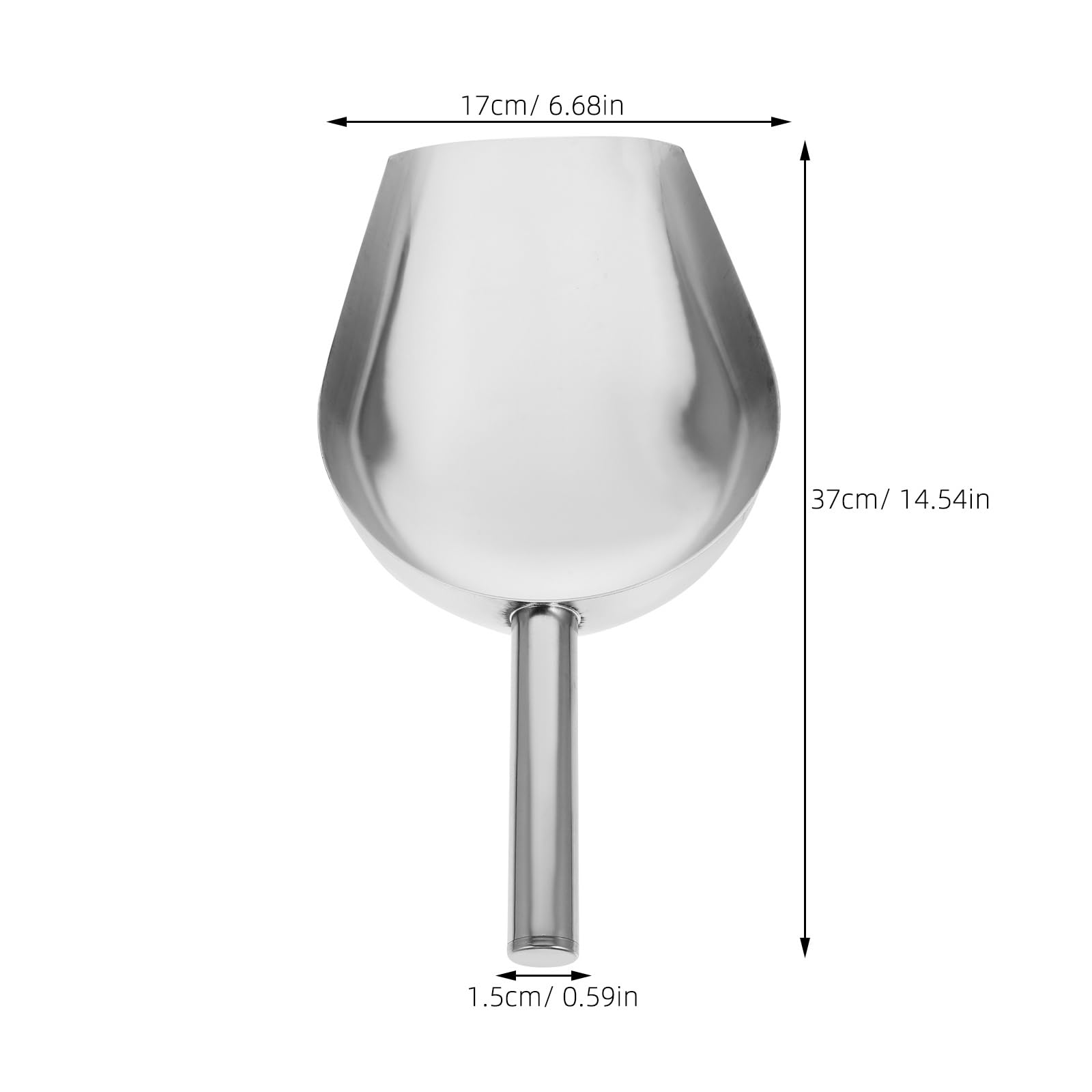 DOITOOL Grande pelle à glace en acier inoxydable 16" - Doublure en métal Scoop - Fond rond - Pelle à sucre - Pelle à glaçons - Pelle à farine - Pour fête de cuisine