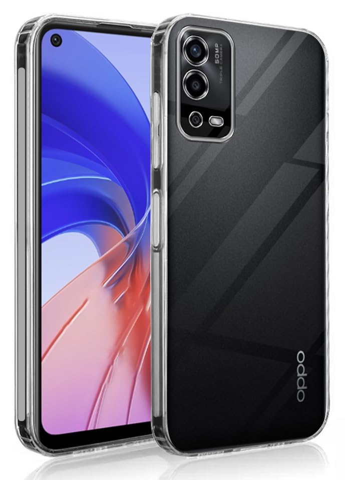 Image of JOTECH Crystal Clear Transparent Back Case Cover for Oppo A55 4G| Full Device & Camera Protection Shockproof TPU Silicone Back Cover Case - Transparent