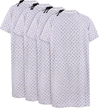 Utopia Care 4 Pack Cotton Blend Unisex Hospital Gown, Back Tie, 45" Long & 61" Wide, Patient Gowns Comfortably Fits Sizes up to 2XL