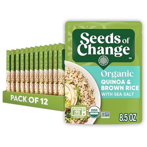 SEEDS OF CHANGE Organic Quinoa &amp; Brown Rice with Sea Salt, Organic Food, 8.5 OZ Pouch (Pack of 12)