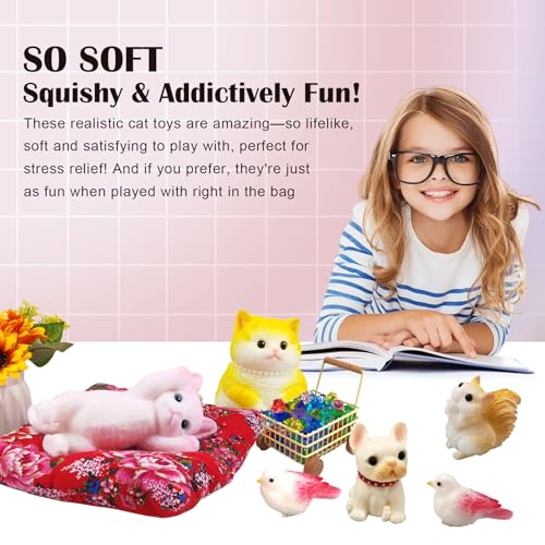 Image of Big Hand Painted Cat Squishy Toys,Large Cute Ultra Soft Kitty Squeeze Fidget Toys for Stress Relief ,Kawaii Squishies Sticky Animal Toys for Adults Kids,Decompression Sensory Balls Toys for Autism