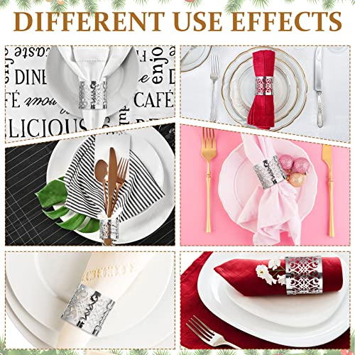 150 Pcs Napkin Rings Laser Cut Hollow Paper Napkin Holder Disposable Napkin Bands For Towel Dinner Table Settings Decor Wedding Party Events Hotel Catering Services (Cute Style, Silver) #TOP5