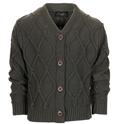 Gioberti Kids and Boys 100% Cotton Knitted V-Neck Button Up Cardigan Sweater, Charcoal, Size 4T