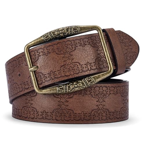 Western Belt for Jeans Vintage Brown Leather Belts Cowgirl Belts for Women