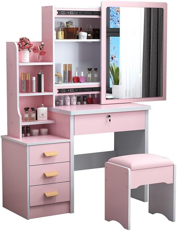 ドレッサー化粧台ドレッサー コンパクト化妆桌 鏡台 バニティデスク