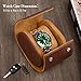 AuraBasic Single Watch Travel Case for Men & Women, Roll With Anti-Scratch Fleece, Portable Organizer Premium Luxury, Hand-Made Dark Brown Box for Birthday Festival Gift
