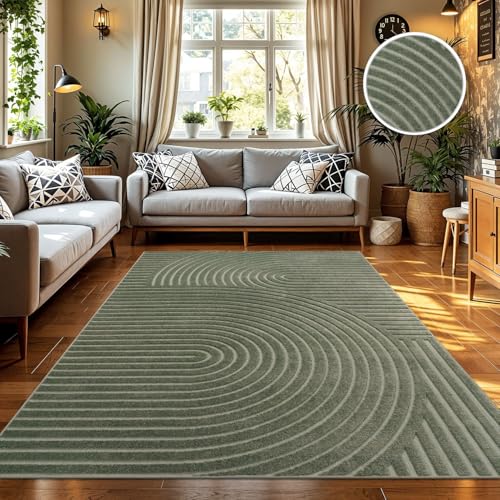 TT Home In-& Outdoorteppich Wetterfest Balkon Schlafzimmer Boho Skandi Motiv Unifarben Geometrische Optik Moderner Style, Größe:120x170 cm, Farbe:Grün TT Home In-& Outdoorteppich Wetterfest Balkon Schlafzimmer Boho Skandi Motiv Unifarben Geometrische Optik Moderner Style, Größe:120x170 cm, Farbe:Grün