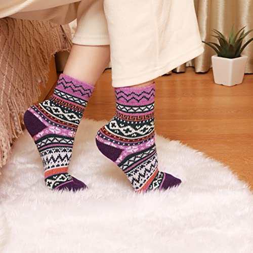 Image of Wool Socks for Women - Womens Wool Socks Winter Sock for men Warm Thick Knit Soft Vintage Casual Crew Sock