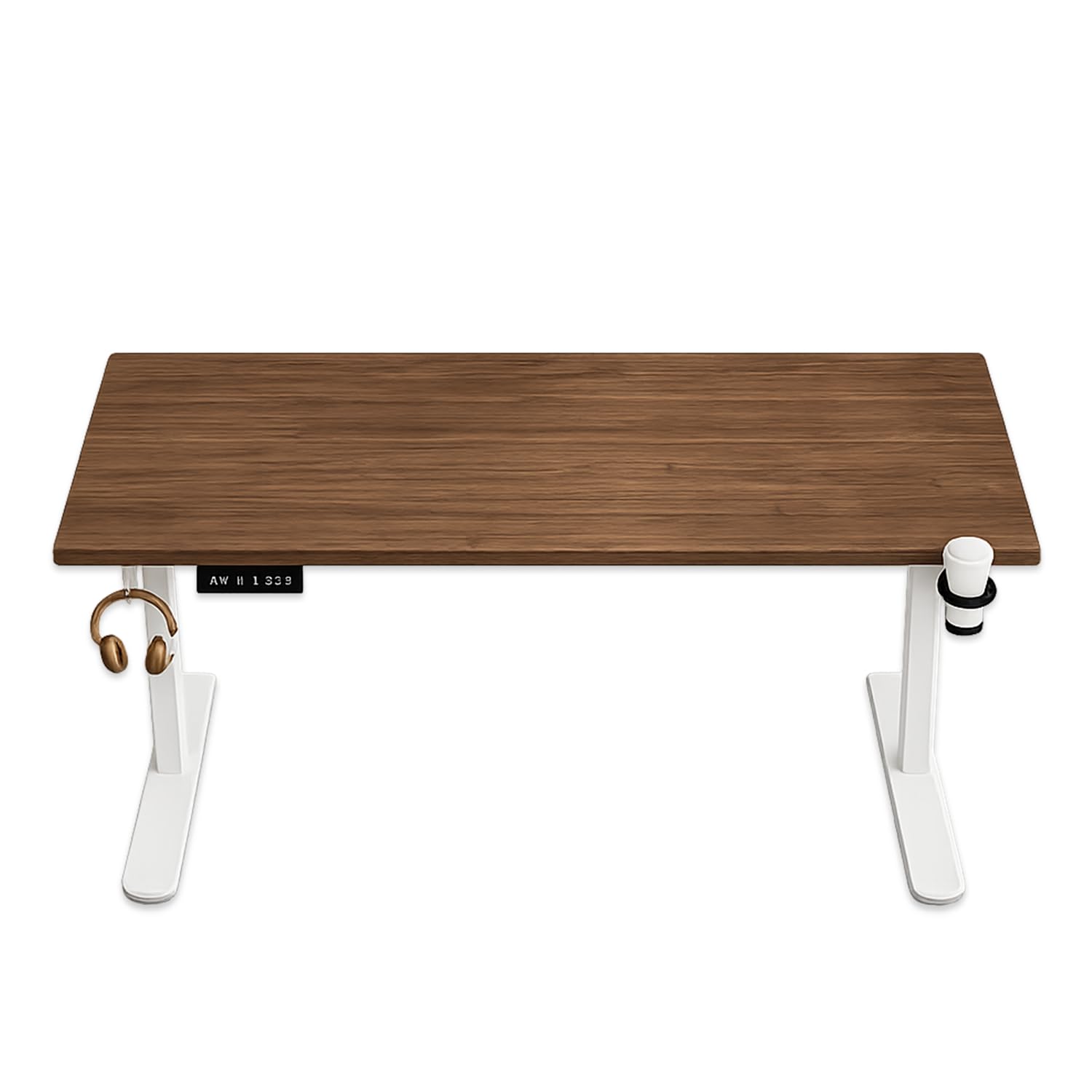 Scrivania elettrica Regolabile in Altezza, postazione di Lavoro alternata con meccanismo di Sollevamento Fluido, Struttura Stabile per Ufficio, Gaming e Lavoro Creativo Walnut+White-55×24"