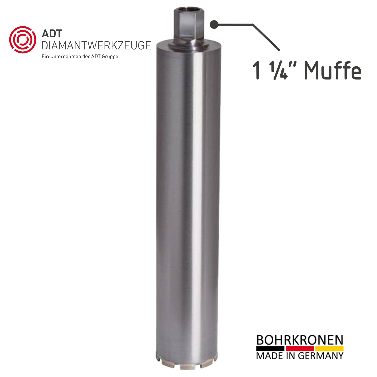 ADT DIAMANTWERKZEUGE | Diamantbohrkrone Economy Line für Beton, Ziegel & Mauerwerk, Kernbohrer mit 9 mm Dach-Segment & 500mm Nutzlänge | Ø 225mm