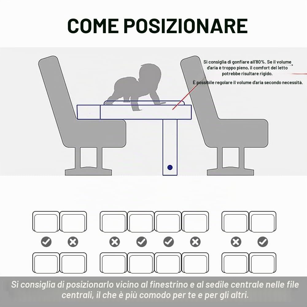 Poggiapiedi Aereo Bambini Gonfiabile Viaggio, (No Pompa) Portatile Lettino Gonfiabile Bambinis- Poggiapiedi Auto Bambini Si Adatta Alla Maggior Parte Dei Sedili per Aereo