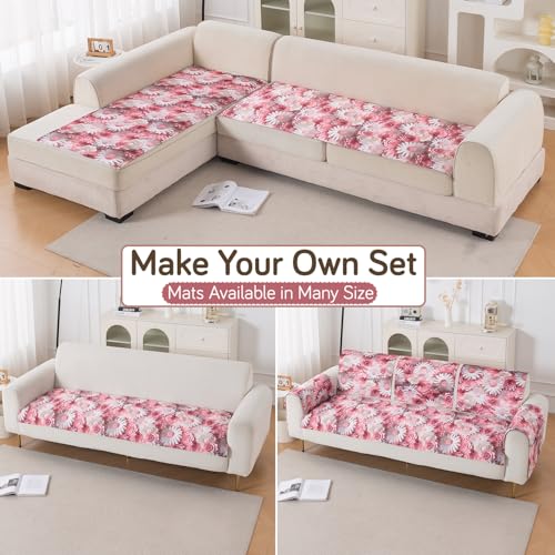 Image of HOKIPO 'Nature Muse' Premium HD Printed Holland Velvet Sofa Cover Mat for 1 /2 /3 Seater & L-Shape Sofa. Make Your Own Sofa Cover Set, Mat 70(D) x 170(L) cm, Blush Bouquet (IN-917-D6)