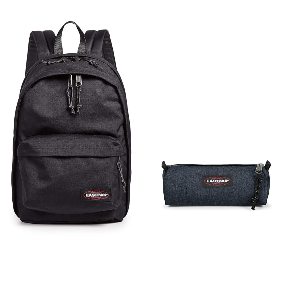 EASTPAK BACK TO WORK Sac à Dos, 27 L - Black (Noir) & BENCHMARK SINGLE Trousse, 27 L - Triple Denim (Bleu)