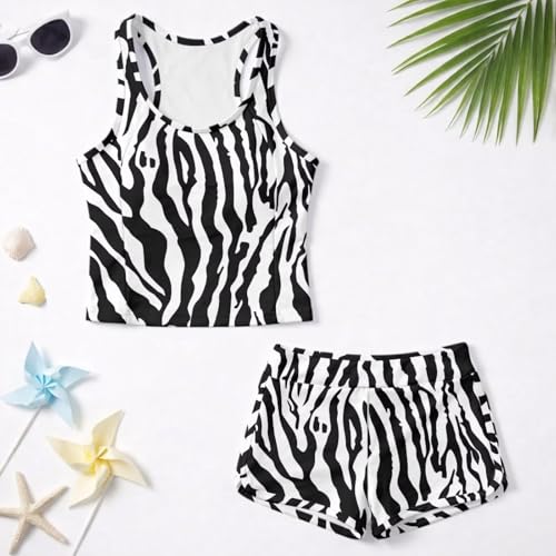 Tankini para niñas ideal para vacaciones de playa bañador cómodo de cebra 12-13 años 2