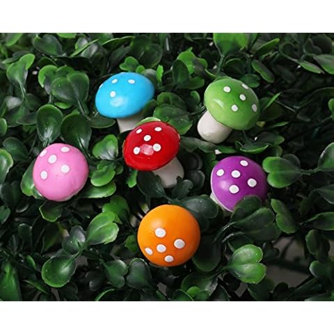 SecretRain 6pcs Miniature Garden Fairy Ornament Flower Pot Plant Pot Home Decor Mushroom Cover