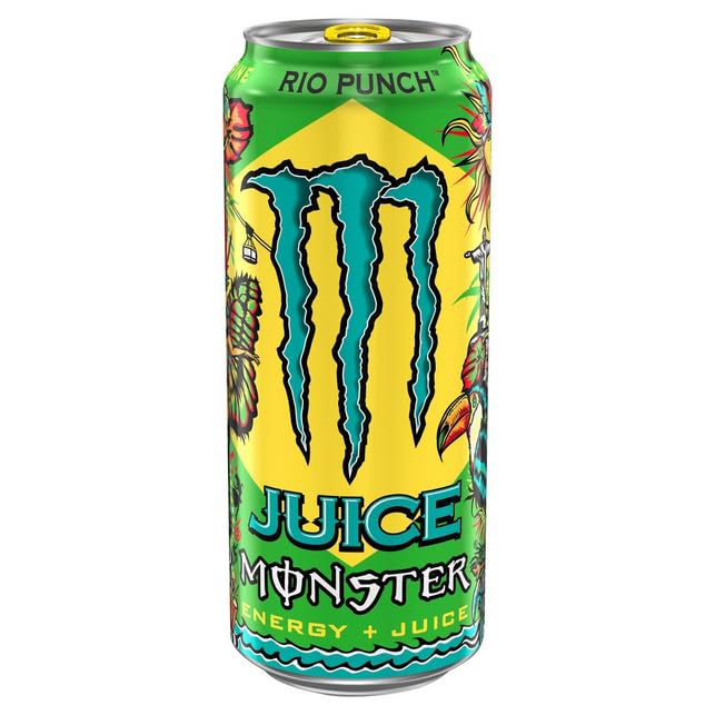 Monster Juice Rio Punch Energy Drink, Tropical Fruit Blend with Taurine & B-Vitamins, Refreshing Boost of Energy & Exotic Flavor, 500ml
