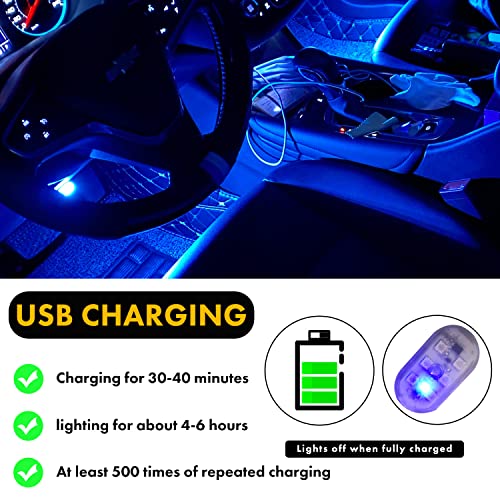 7 Colors Magnetic Car Interior Ambient Lights Kit Wireless, Atyuhua Usb Rechargeable Car Led Atmosphere Lights Interior, Mini Car Trunk Lights, Touch Sensor Design And Free Installation, Pack Of 4 #TOP2