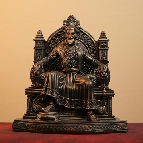 Image of Chhatrapati Shivaji Maharaj Idol 9 Inch | Antique Finish Resin Statue | Shivaji Maharaj Murti for Home Decor, Office, Gift