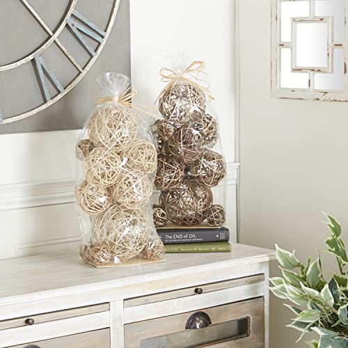 Deco 79 Coastal Dried Plant Round Orbs & Vase Filler, Set Of 2 17"H, 8"W, Brown #TOP1