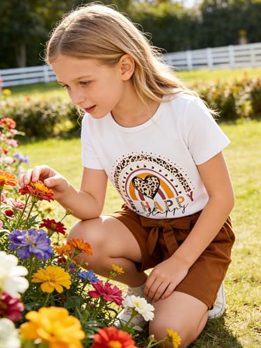 Image of KIDLAGA Toddler Kid Girl Outfits Clothes Floral Short Sleeve T-Shirt Top + Waist Pocketed Summer Short Sets 4-7T Girl Clothes