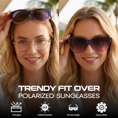 Image of Xfeel Polarized Over Glasses Sunglasses for Women Fitover Sun Glasses | Sunglasses that Fit Over Glasses, UV400 Protection, Outdoor Driving Shades, Over Reading /Prescription Glasses Sunglasses