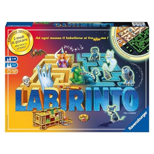 Ravensburger - Labirinto Glow in The Dark, Gioco da Tavolo per Tutta la Famiglia, 2-4 Giocatori, Idea Regalo per Bambini 7+ Anni, Edizione in Italiano