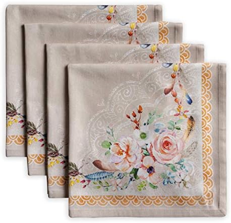 Maison d' Hermine Cloth Napkin 100% Cotton (45cm x 45cm) Decorative Washable Easter Table Napkins Set of 4 for Dining, Holidays, Buffet Parties & Wedding Use, Ibiza - Beige - Spring/Summer