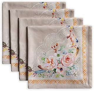 Maison d' Hermine Cloth Napkin 100% Cotton (45cm x 45cm) Decorative Washable Easter Table Napkins Set of 4 for Dining, Holidays, Buffet Parties & Wedding Use, Ibiza - Beige - Spring/Summer