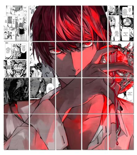 Image of Moment Prints Light Manga Collage Poster Set - Set of 20, 210 mm x 297 mm, 300 GSM Paper, Light Yagami Posters, Yagami Poster (Manga 1) - Glue Dots Included, Cardstock