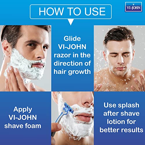 Image of VI- JOHN Shaving Foam For Men, All Skin Type Shaving Foam With Goodness of Nature, Tea Tree Oil, Vitamin E Enriched and Anti- Bacterial Formula (400gm Each- Pack of 2)