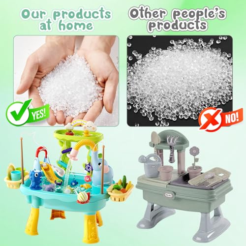 2027 Upgraded 4-in-1 Sand Water Table for Toddlers 1-3, Kids Sensory Table with Electric Water Pump & Elephant Faucet, Play Kitchen Sink with Food Accessories, Fishing Toy (Blue) | 4-in-1 sand and water table with electric pump, play kitchen sink and fishing accessories for indoor or outdoor sensory play.