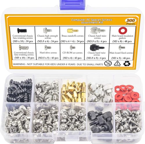 Image of VNJ 300PCS Personal Computer Screw Standoffs Set Kit for Hard Drive, Computer Case, Motherboard, Fan, Power Graphics