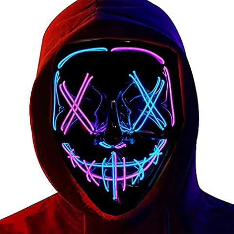 SUOHINAO Halloween Mask LED Light up Mask Halloween Face Masks for Halloween Festival Cosplay Costume Party Supplies for Adult Men Women Cover