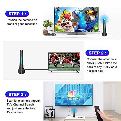 Hidb Tv Antenna For Smart Tv Indoor 2023 Upgrade, Hd Antenna For Tv Indoor 4K Long Range Reception For Free Hdtv Channels, Compact Design Indoor Antenna For Tv Easy Installation With 10Ft Cable #TOP3