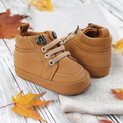 Image of CENCIRILY Baby Boys Girls High Top Sneakers Soft Soles Anti Skid Infant Ankle Shoes Toddler Prewalker First Walking Crib Shoes
