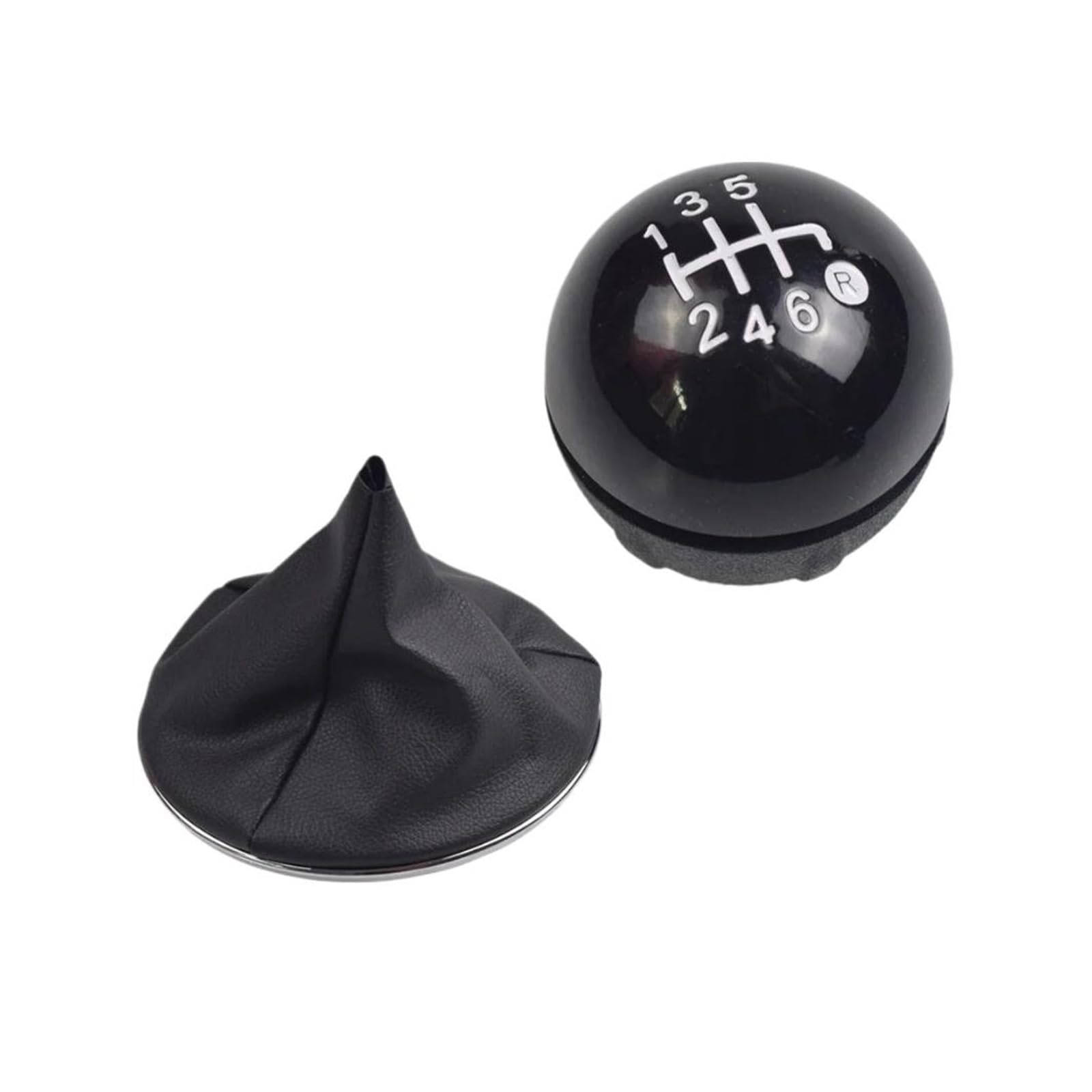 JSYALMSLW Knob with Boot Gear Shift Knob Manual Upgrade for Fiat 500 2007-2015 5-Speed / 6-Speed Stylish Gear Shifter OE 55344048 1 Pc/2 PCS(6 Speed Bright Black)