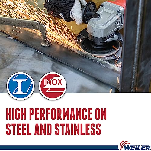 Image of Weiler 50007 Tiger 5 /8 inch-11 Arbor, 4-1 /2 inch Diameter, 60 Grit, Zirconium, Trimmable Composite Backing, Angled Abrasive Flap Disc