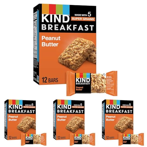 Image of KIND Breakfast, Healthy Snack Bar, Peanut Butter, Gluten Free Breakfast Bars, 100% Whole Grains, 1.76 OZ Packs (6 Count) (Pack of 4)