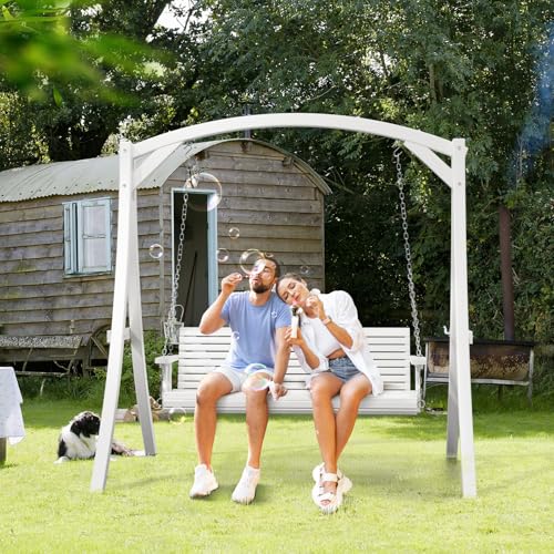 Image of VINGLI 2026 Upgraded 5 FT Wooden Porch Swing, 880 LBS Heavy Duty, White