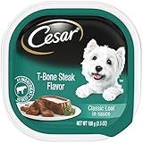 CESAR Soft Wet Dog Food Classic Loaf in Sauce T-Bone Steak Flavor, (24) 3.5 oz. Easy Peel Trays