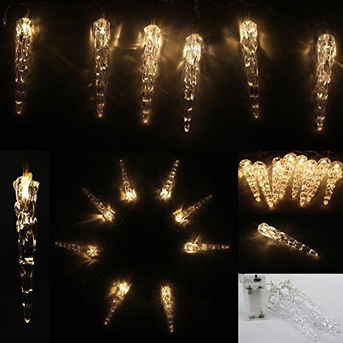Preisvergleich Produktbild 8er LED Lichterkette Eiszapfen Licht Lichter Batterie Weihnachten Beleuchtung