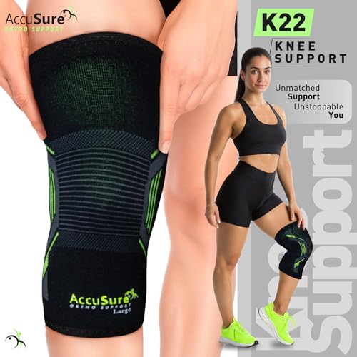 Image of AccuSure Bamboo Knee Cap for Pain Relief, Arthritis & Sports | Anti-Skid, Anti-Sweat Compression Sleeve for Men & Women | Breathable Support for Gym, Running | Unisex, Large