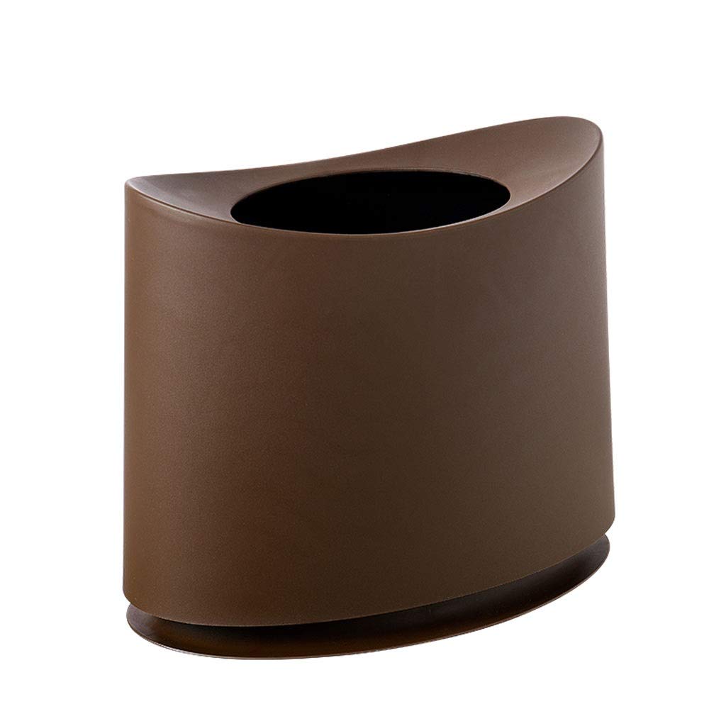 ZYJ Stores-bins Double-Layer Trash Can Narrow Garbage Rubbish Bin Without Cover,Bathroom Office Bedroom Waste Paper Bin (Color : Brown)