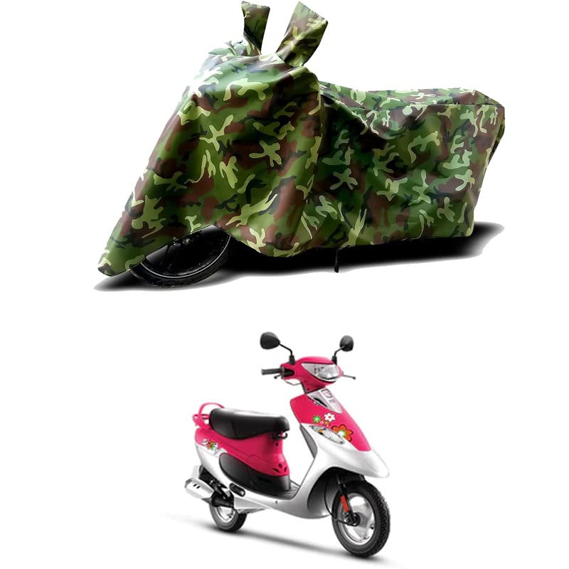 Image of 100% Water Resistant Bike Scooty Two Wheeler Body Cover Compatible for TVS Scooty Pep Plus /UV-Rays /Heat Protection /Birds Dropping /Scratchproof /Dust Proof /Waterproof /All Varient[Green MJ]